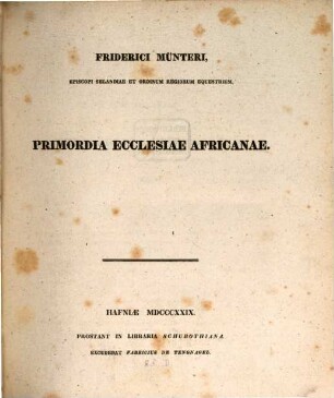 Primordia Ecclesiae Africanae