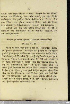 Muster zu einem schwarzen Beutel, Trauerbörse. Muster Nr. 29