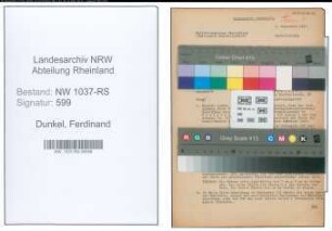 Entnazifizierung Ferdinand Dunkel , geb. 09.12.1898 (Inspektor)