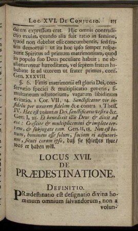 Locus XVII. De Prædestinatione.