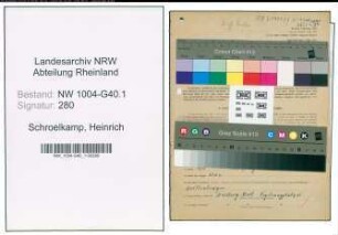 Entnazifizierung Heinrich Schroelkamp , geb. 12.01.1901 (Justizaufseher)