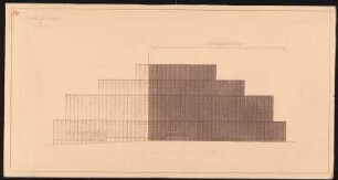 Messehaus, Hamburg Vorschlag B: Bauabschnitt I und II: Aufriss Ostansicht 1:500