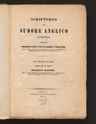 Scriptores De Sudore Anglico Superstites