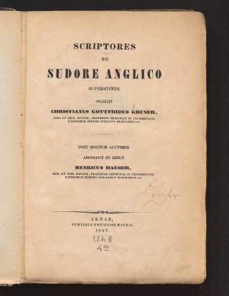 Scriptores De Sudore Anglico Superstites