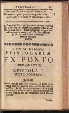 P. Ovidii Nasonis Epistolarum Ex Ponto Liber Quartus