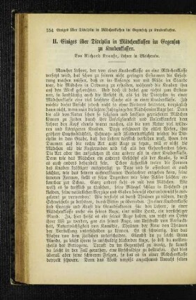 Einiges über Disciplin in Mädchenklassen im Gegensatz zu Knabenklassen