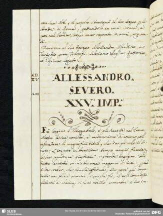 Allessandro. Severo. XXV.o Imp.e