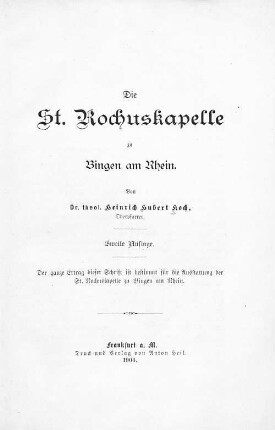 Die St. Rochuskapelle zu Bingen am Rhein