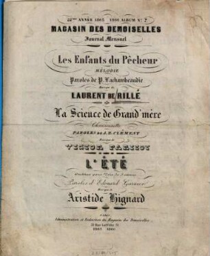 Magasin des demoiselles : morale, éducation, histoire, science, littérature, beaux-arts. 22,7. 1865/66 (1866)