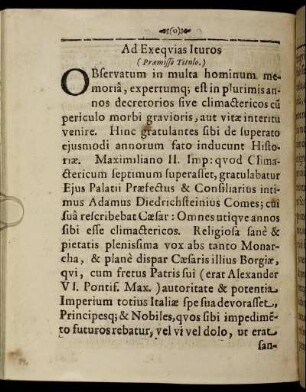 Ad Exeqvias Ituros (Præmisso Titulo.).