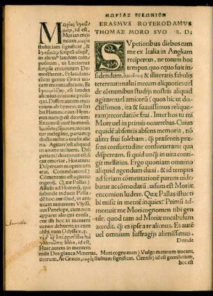 Erasmus Roterodamus Thomae Moro Suo S. D.