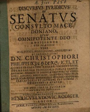 De senatusconsulto Macedoniano