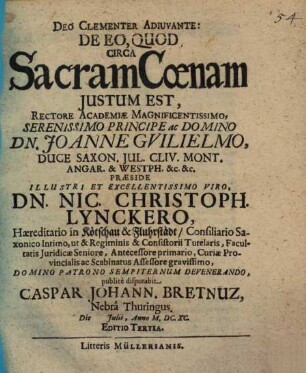 De Eo, Quod Circa Sacram Coenam Iustum Est