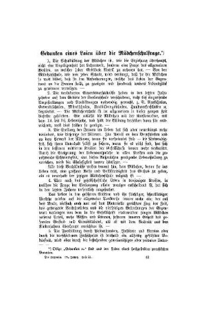 Gedanken eines Laien über die Mädchenschulfrage