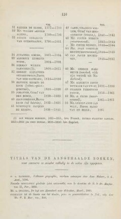 Titels van de aangehaalde boeken, voor zoovere ze minder volledig in de noten zijn opgegeven
