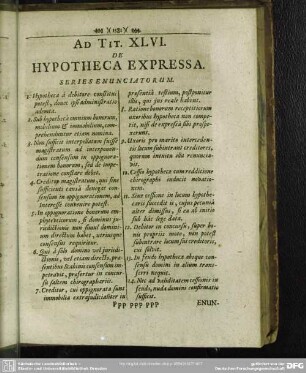 Ad Tit. XLVI. De Hypotheca Expressa