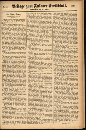 Zweite Ausgabe vom Donnerstag, den 21. April 1898.