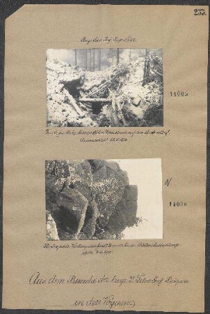 Kleinberg rechts: Wirkung einer feindl. Granate bei der Artilleriebeobachtungsstelle 03.11.1915