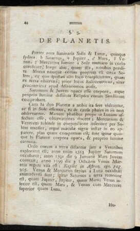 §. 5. De Planetis.