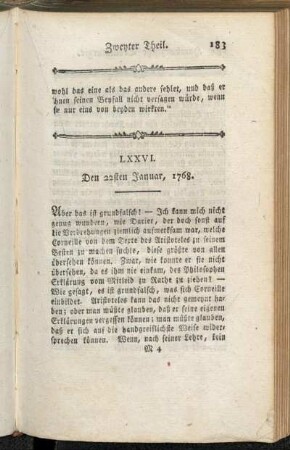 LXXVI. Den 22sten Januar, 1768