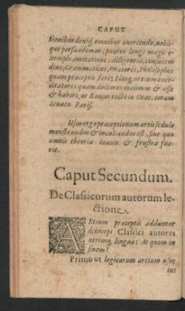 Caput Secundum. De Classicorum autorum lectione.