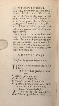 Quaestio CXVI. De fato, in quatuor articulos divisa.