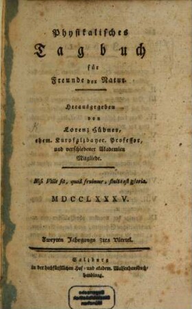 Physikalisches Tagbuch für Freunde der Natur. 2, 3/4. 1785