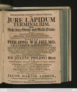 Dissertatio Juridica Inauguralis, De Jure Lapidum Terminalium,