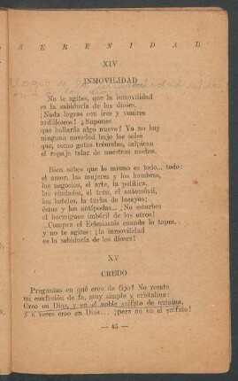 XIV - Inmovilidad