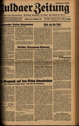 Ausgabe vom Freitag, den 03. November 1939.