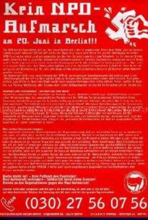 Protestflugblatt gegen eine angekündigte NPD-Demonstration in Berlin