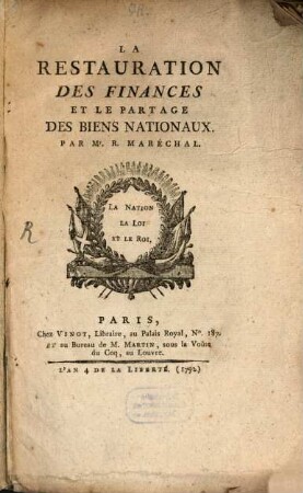 La restauration des finances