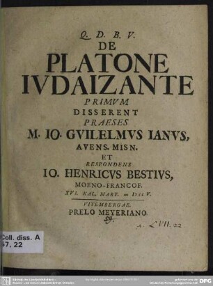 De Platone Iudaizante