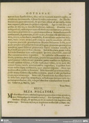 XXVII. Beza. Piscatori