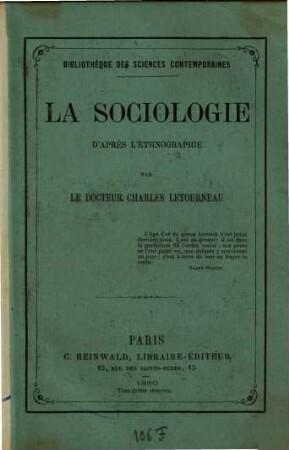 La Sociologie d'après l'éthnographie : Bibliothèque des sciences contemporaines