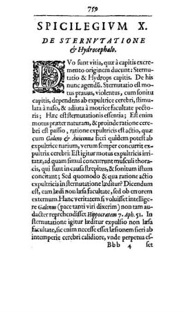 Spicilegivm X. De Sternvtatione & Hydrocephalo.
