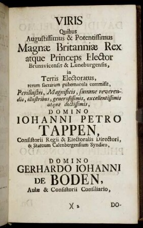 Viris Quibus Augustissimus & Potentissimus Magnæ Britanniæ Rex [...]