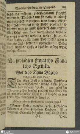 Na ßwjadżen ßwjateho Jana teho Szenika
