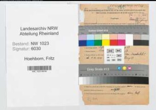 Entnazifizierung Fritz Hoehborn , geb. 11.12.1895 (Kaufmann)