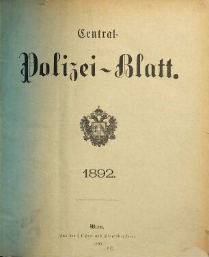 Zentralpolizeiblatt. 1892 (1893)