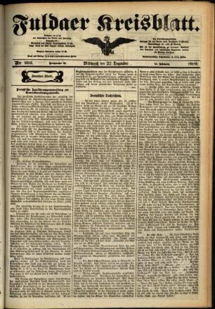 Zweite Ausgabe vom Mittwoch, den 22. Dezember 1909.