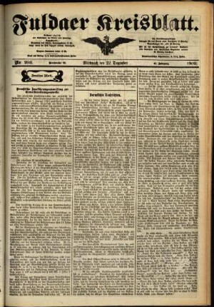 Zweite Ausgabe vom Mittwoch, den 22. Dezember 1909.