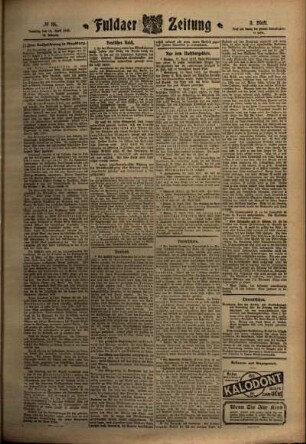 Dritte Ausgabe vom Samstag, den 16. April 1910.