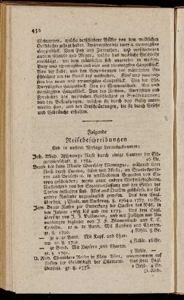 Folgende Reisebeschreibungen sind in unserm Verlage herausgekommen: