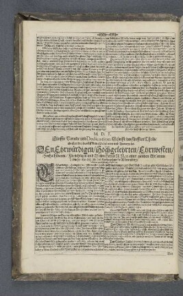 M.D.F. Fünffte Vorrede und Dedication-Schrifft des fünfften Theils als über die Zwölff kleine Propheten und Apocrypha.