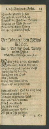 XI. Der Jünger/ den JEsus lieb hat. Am 3. Tag des Heil. Weyhnacht-Festes