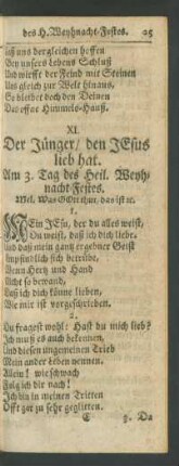 XI. Der Jünger/ den JEsus lieb hat. Am 3. Tag des Heil. Weyhnacht-Festes