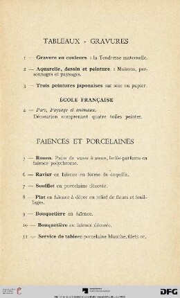 Faiences et porcelaines (Nr. 5-36)