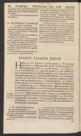 Digest. Librum XXXVIII