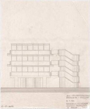 Schneider - Esleben, Paul; Düsseldorf, ARAG - Platz 1; ARAG-Stufenhochhaus, Hauptverwaltung der Allgemeinen Versicherungs-AG, Erweiterung - Treppenturm, Detail (Ansicht von Norden)